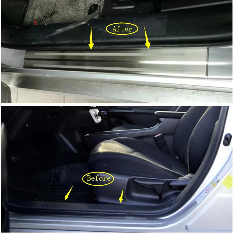 

Yimaautotrims Inner Door Sill Protector Pedal Scuff Plate Cover Trim Fit For Toyota Prius Prime PHV 2017 2018 Stainless Steel