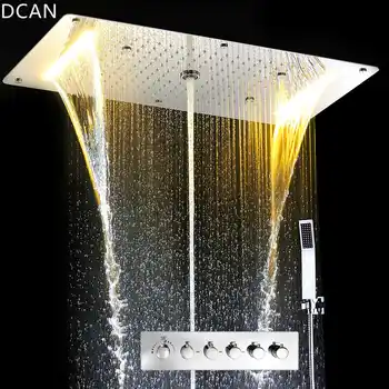 Luxury Shower Set Accessories Ceiling Multifunction Led Strip Shower Head Set with Rainfall Waterfall Spray Mist Water Column - Category 🛒 Home Improvement