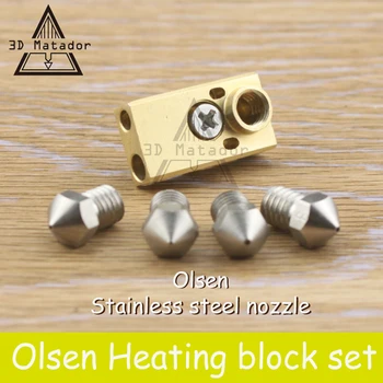 

Free shipping 3D printer Ultimaker 2+ UM2 Extended+ Olsson block hotend kit for 1.75mm/3mm Filament Stainless Steel nozzle
