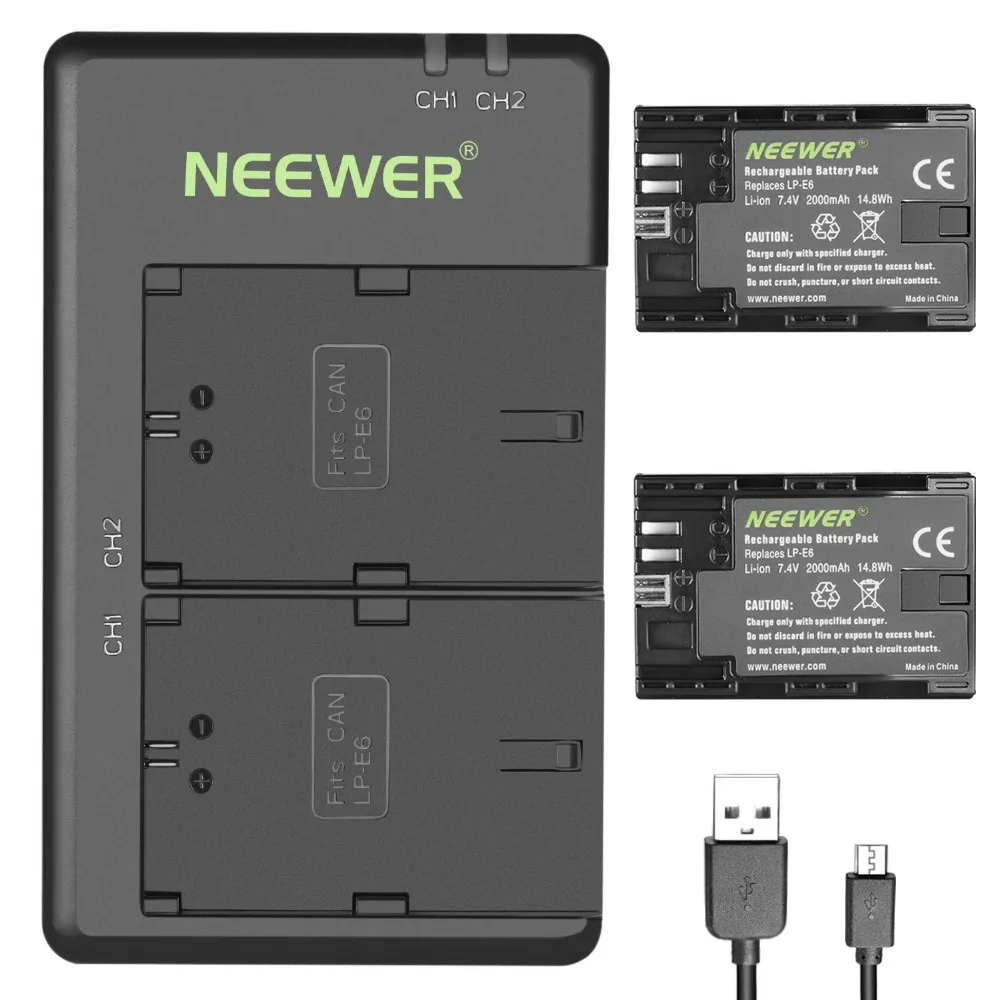 Neewer LP-E6 LP-E6N замена Аккумуляторная батарея зарядки набор для Canon