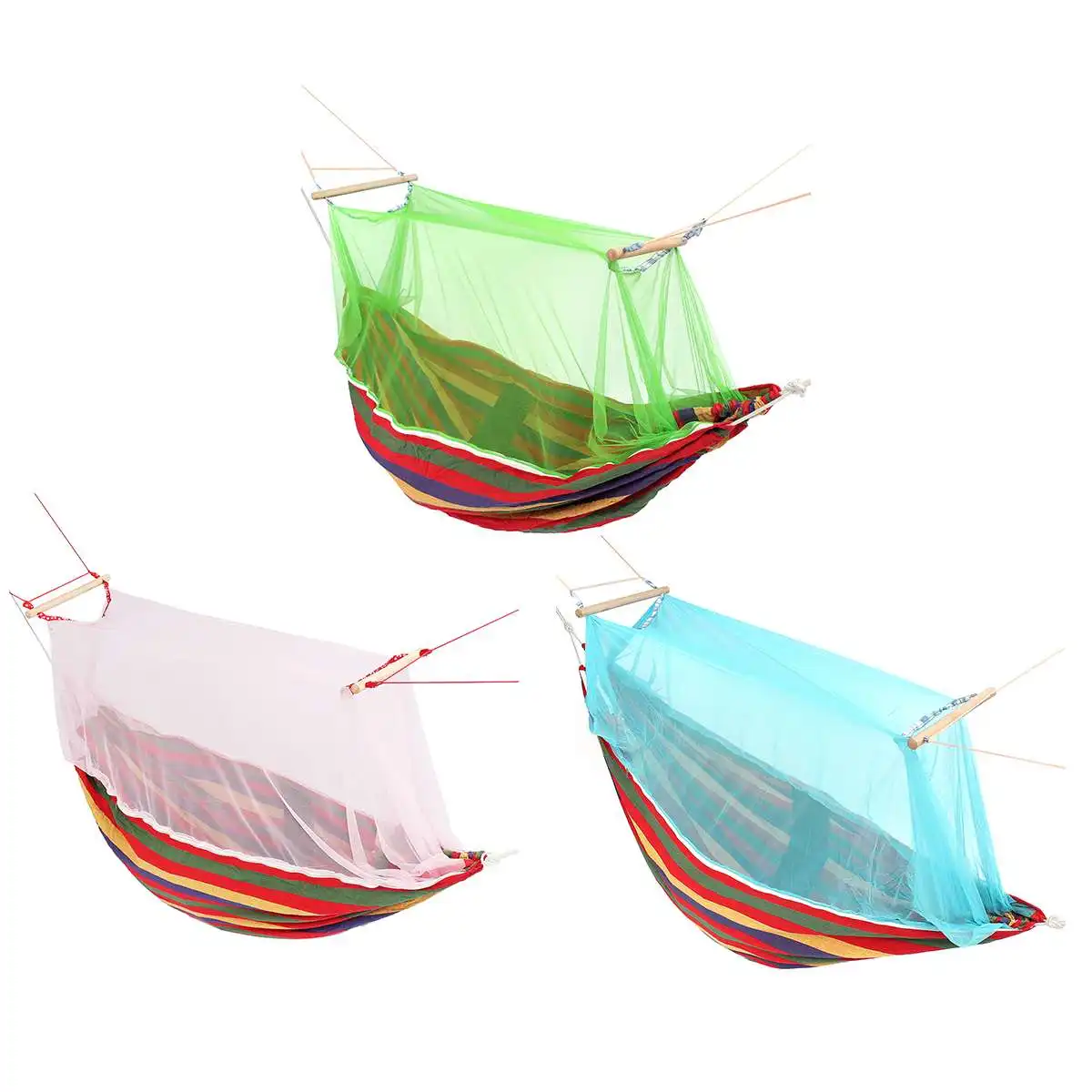 

New 3 Color 1-2 Person Outdoor Portable Swing Hammock Camp Patio Yard for Hanging Tree Bed With Mosquito Net 190x150cm