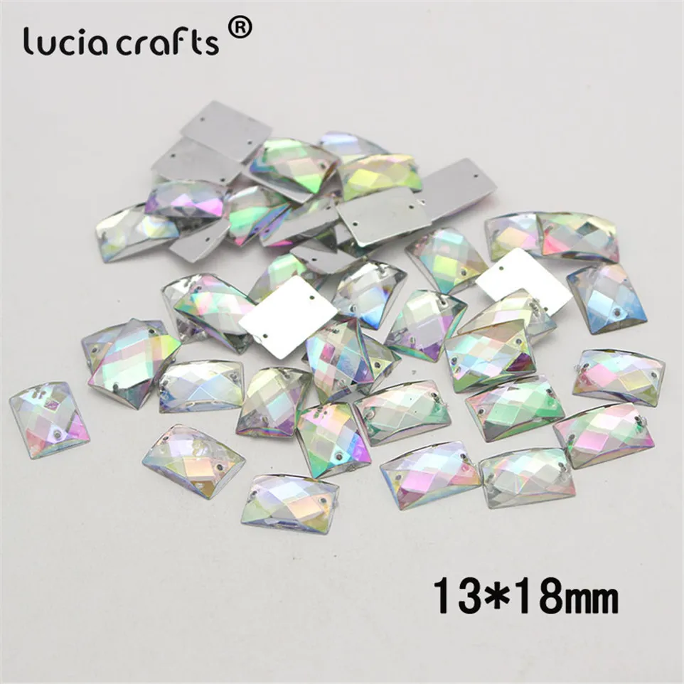 20/25/50/100pcs Multi Shapes AB Color Acrylic Crystal Stone Flatback Rhinestone Beads DIY Sew On Clothing Bags Accessories D1303