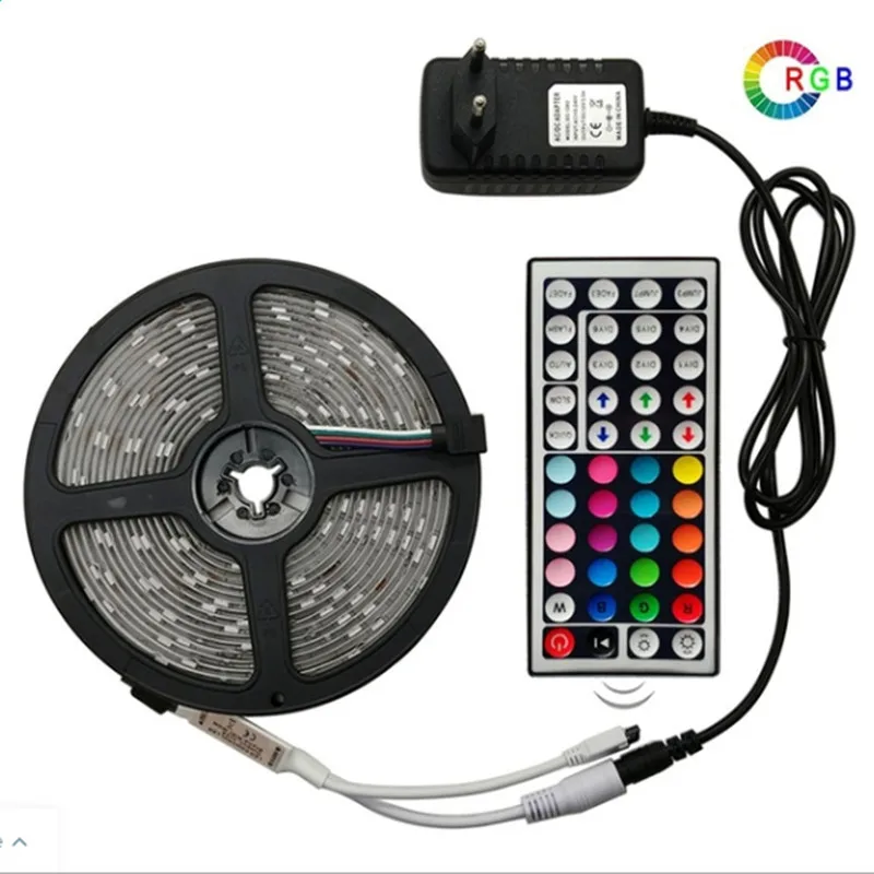 

RGB LED Flexible Light Strip 60Leds/M SMD 3528 LEDs DC Light Strips LED Ribbon with Remote Control and Adapter for DIY Wedding P