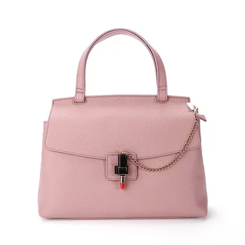 

2019 new genuine leather lichee pattern woman handbag lipstick lock fashion women shoulder bag