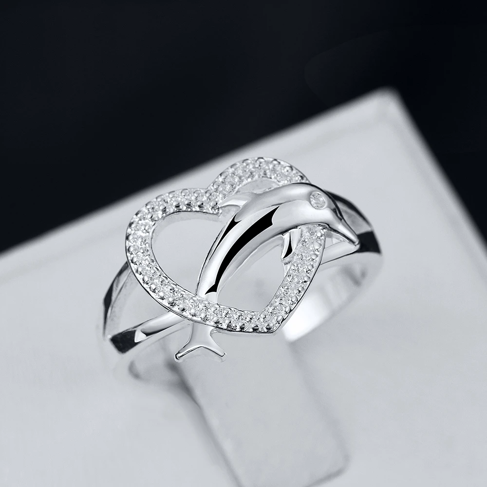 new collection silver fashion jewelry 925 sterling silver rings women accessories silver dolphin hearts wedding rings - Dolphin Wedding Rings new collection silver fashion jewelry 925 sterling silver rings women accessories silver dolphin hearts wedding rings - Dolphin Wedding Rings