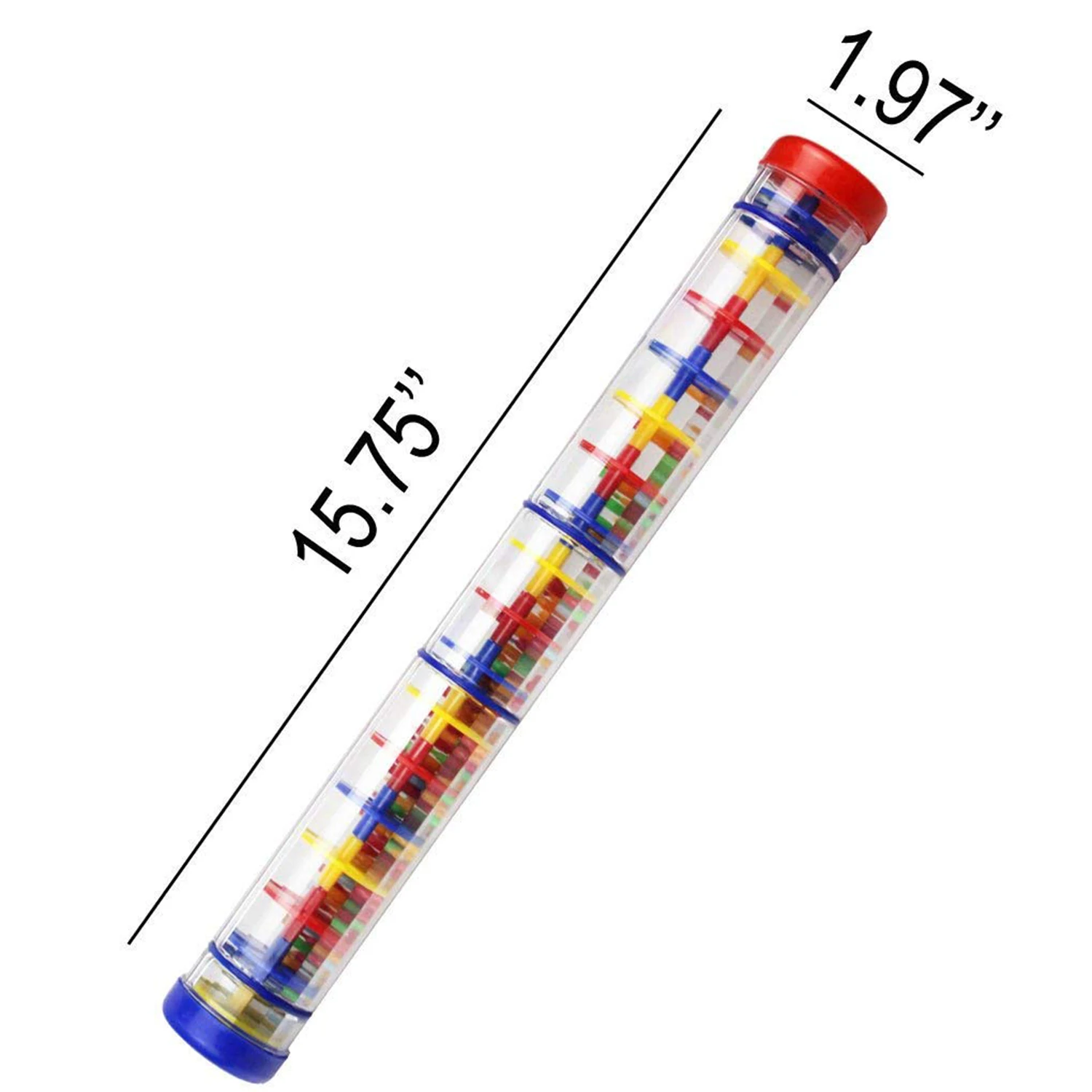 Большая игрушка-погремушка с дождевой палкой дюймов 15,75 дюймов-длинная цветная шумовая палочка радужные зерна внутри