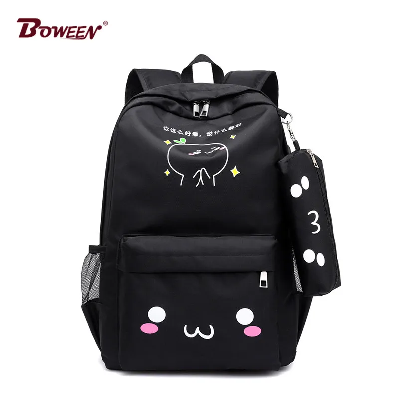 

Teen Backpack Girls School Bags for Teenage USB Large Capacity Women Book Bag Quality Nylon Schoolbag cute cat Back Pack Female