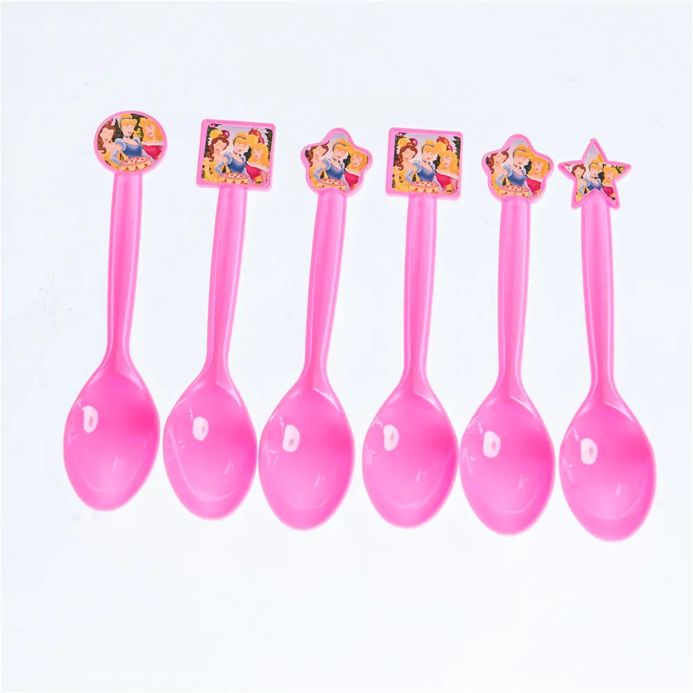 

Princess theme spoon pink spoon cartoon character theme party children's birthday party disposable tableware