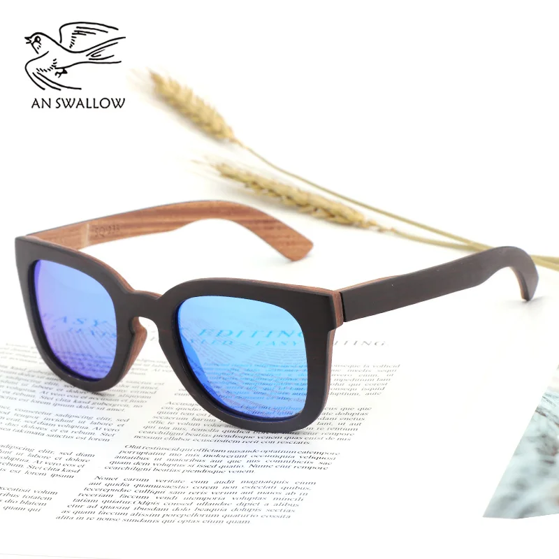 Деревянные очки Для женщин бамбуковая рамка поляризованные солнечные очки линзы очки Винтаж дизайн оттенки UV400 защитные очки