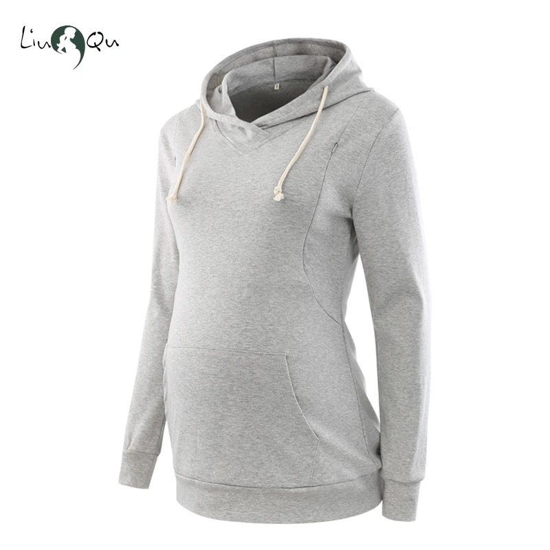 

Women's Nursing Hoodie Long Sleeve Zipper Hooded Blouse Casual Top Maternity Breastfeeding Clothes Sweatshirt Big Pocket