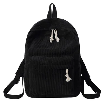 

New Women's Student Shoulder Corduroy Casual Backpack Bag Shoulder Bag Famous Brand Zaino da donna 2019 Fashion#30