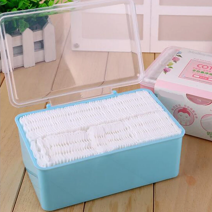 

120 Pc /Box 3 Layers Thick Cosmetic Facial Cotton Pads 100% Cotton Makeup Remover Net Side Clean Oil Soft Cleansing With storage