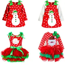 Красное рождественское платье для маленьких девочек, Детский новогодний праздничный костюм Санты, Детские праздничные платья для девочек 2, 3, 4, 5, 6 лет, одежда для малышей