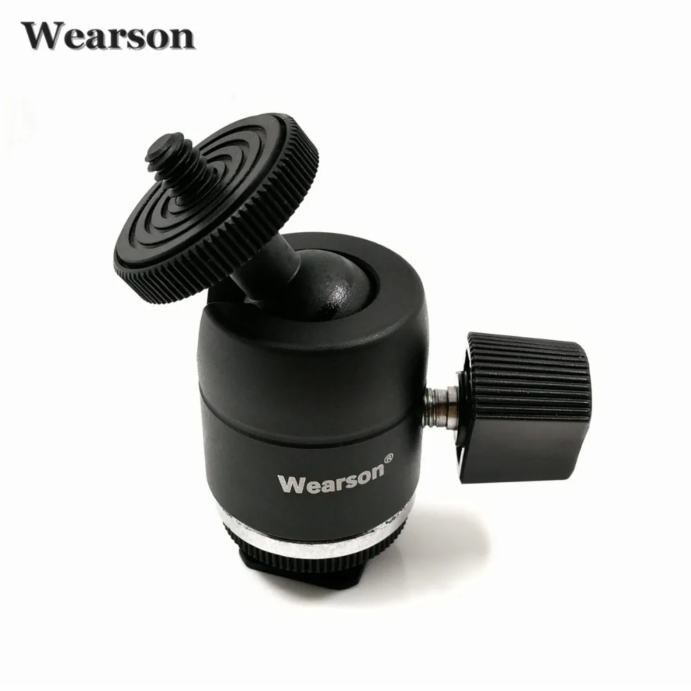 Wearson Camera Ball Head Hot Shoe Mount 360 Degree 14 38 Screw For Canon Nikon DSLR Camera Tripod AdapterLCD Video Monitor (5)