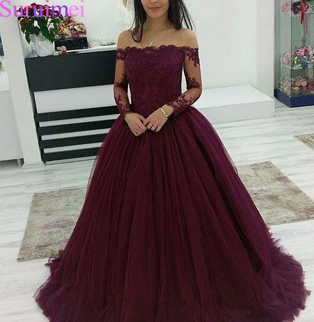 Ball Gown Lace Evening Dresses Long ...