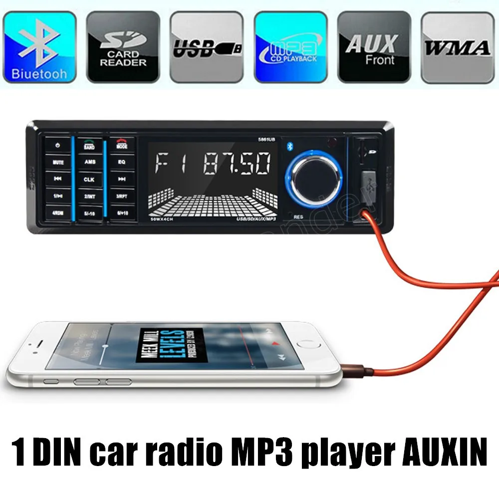 1 din 12V Car font b Radio b font Player Bluetooth Stereo FM MP3 USB SD