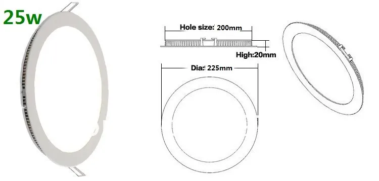 25 Вт Светодиодные панельные лампы теплый белый/натуральный белый/холодный белый круглый встраиваемый smd светодиодный потолочный точечный светильник