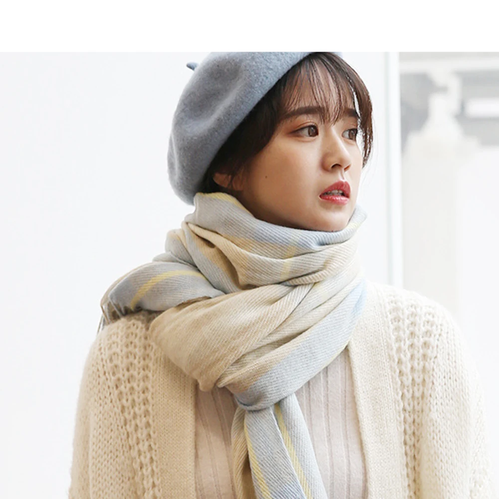 

2018 Autumn Winter Female Wool Plaid Scarf Women Cashmere Scarves Wide Lattices Long Shawl Wrap Blanket Warm Tippet