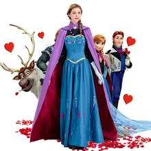 

Super Quality Anna Cosplay Costumes Halloween Princess Dresses Christmas Party Snow Queen Cosplay Clothes Women Lolita Dress