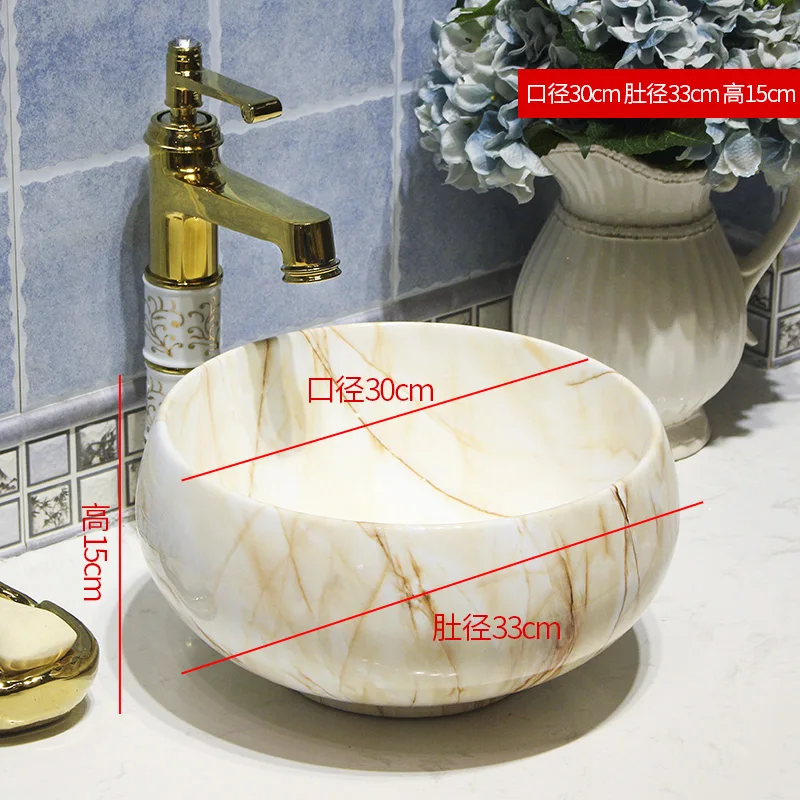 Europe Vintage Style Art Counter top Basin Sink Handmade Vessel Sink Vanities art Ceramic wash basin Bathroom sink (9)