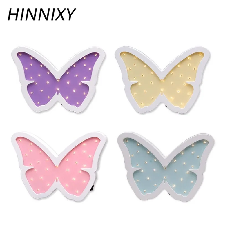 

Hinnixy Butterfly-shaped LED Light Fixtures Cute Cartoon Children Night Lamp Baby Girl Bedroom Decoration Wall Hanging Lighting