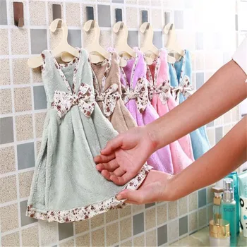 

1PC Cute Dress Hand Towel For Kids Chidren Microfiber Absorbent Hand Dry Towel Kitchen Bathroom Soft Plush Dishcloths