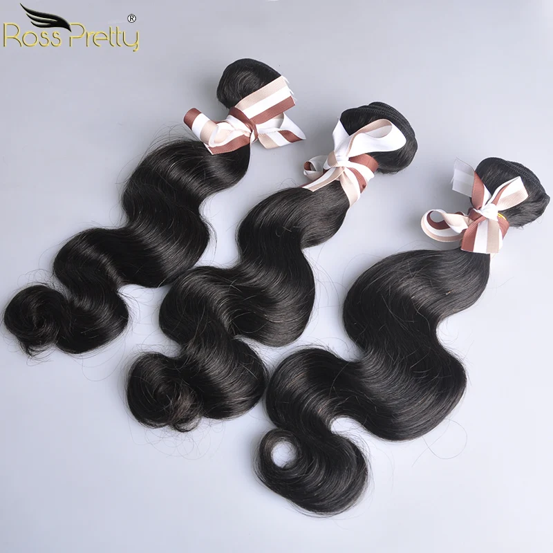 

Body Wave Bundles Natural Black Malaysian Human Hair Extension Ross Pretty Brand Hair weft Non Remy 1/3/4 pc Sale