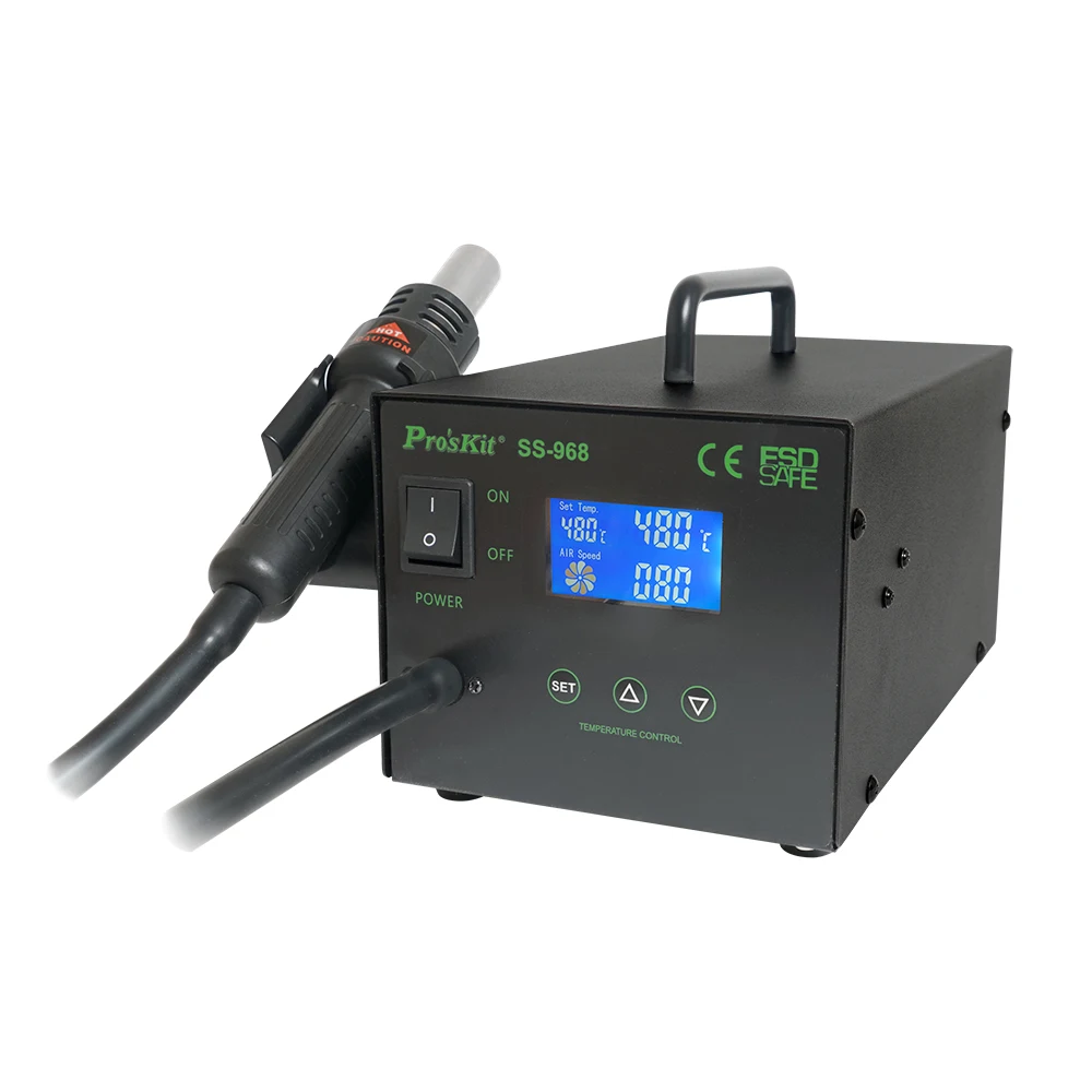 

Pro'skit SS-968H LCD Smart Hot Air Rework Station hot air gun Accurate Temperature Controlled Auto Sleep and Awake Up Function
