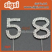 Блестящие Количество Кристалл Rhinestone Торт Топпер для украшения день рождения