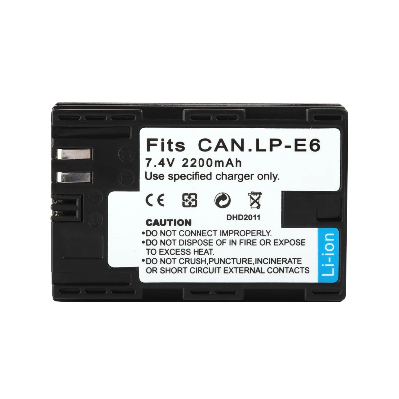 LP-E6 батарея для Canon EOS 5DS 5D Mark II Mark III 6D 7D 60D 60Da 70D 80D DSLR EOS батарея LP E6 2200 mAh/8,4 V зарядное устройство - Цвет: 1pc Battery