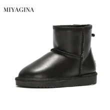 MIYAGINA/Новинка года; модные зимние ботинки из натуральной воловьей кожи; классические женские ботинки в австралийском стиле; теплая зимняя обувь для женщин