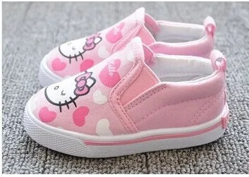 Модные Розовые hello kitty Любовь модель подходит 1-4 года Холст Дети для маленьких мальчиков и девочек обувь для детей первого walkersP834
