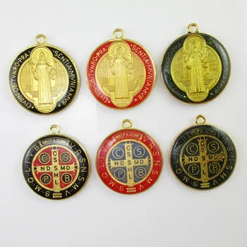 

50pcs of Epoxy Saint Benedict Round Medals,Medal of St. Benedict