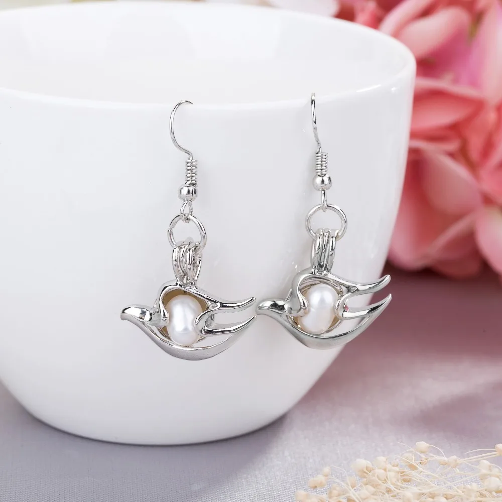

Pearl Cage Earring Jewelry Findings Cage Locket Conch Essential Oil Diffuser Locket Earring For Oyster Pearl Women Girl Gifts