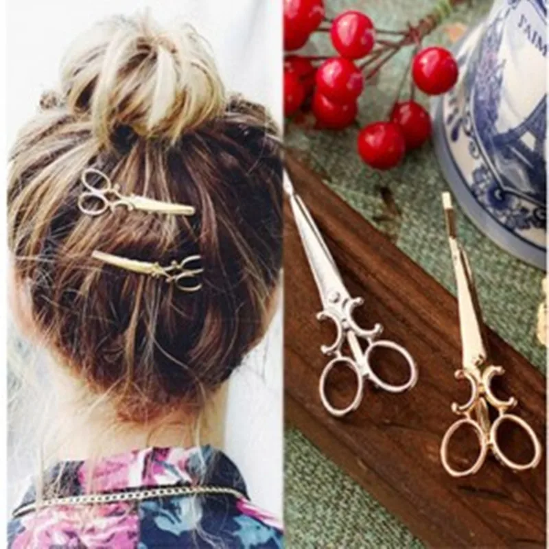 

1pcs/2019 new simple hair accessories gold silver hairpin jewelry retro text clips headdress wholesale