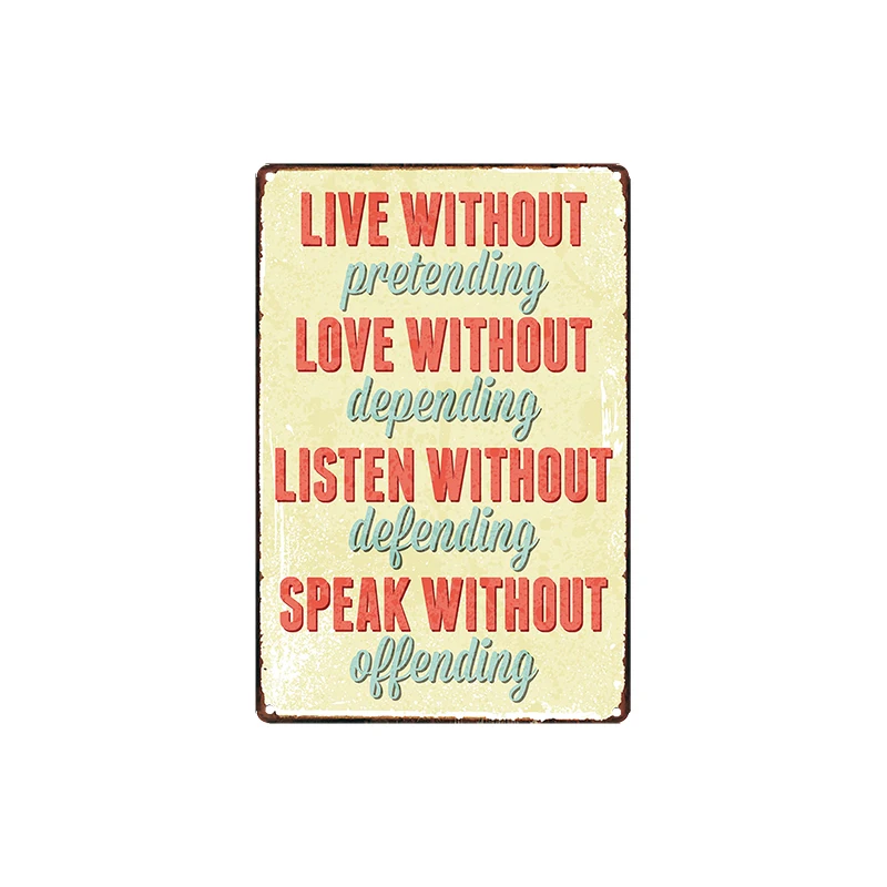 Live Love Listen Speak потертый шик оловянные знаки винтажные кухонные металлические