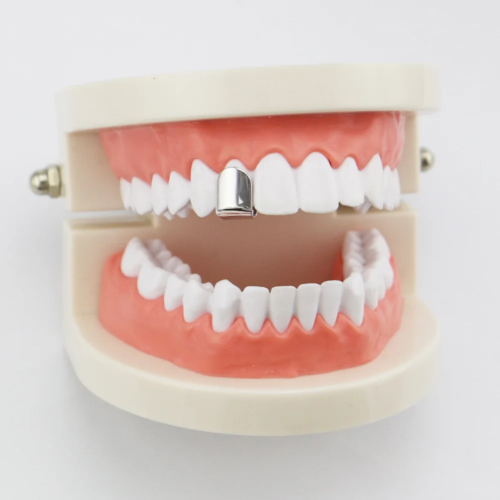 Factory Bottom Price Single Grillz European US Hip Hop Men Mouth Accessory Teeth Grillz Gold Rose Gold Black Silver Color Tooth Grills Cap (9)