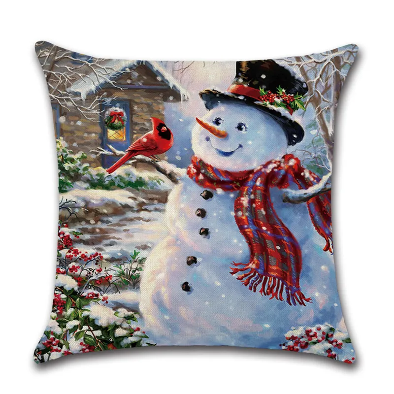 Рождественский чехол для подушки с рисунком снеговика, Мультяшные подушки для дома, офиса, отеля, мягкий чехол для подушки 45x45 см - Color: 03