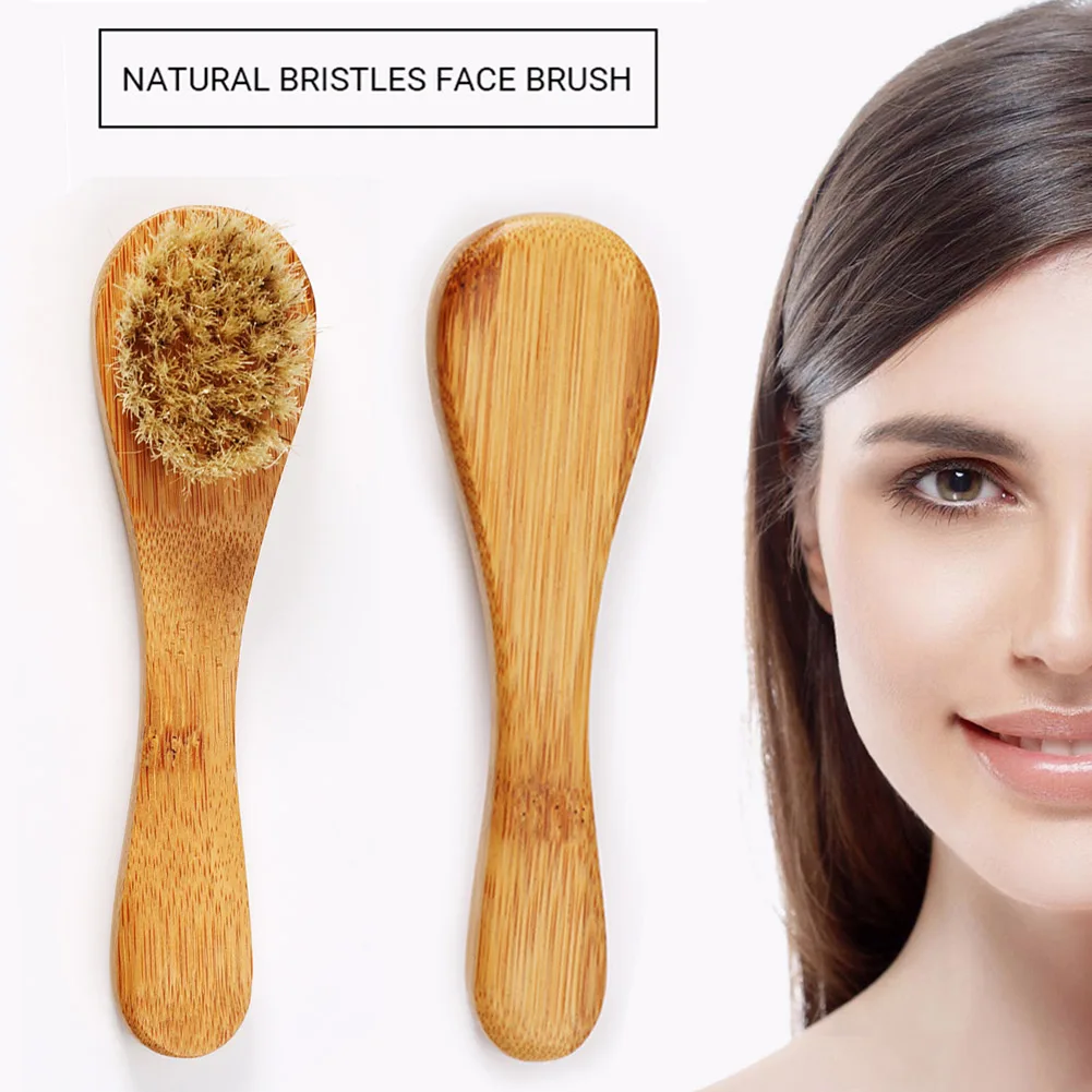 Natural Boar Bristle Beard Wood Brush Facial Face Massager Hair Shaving