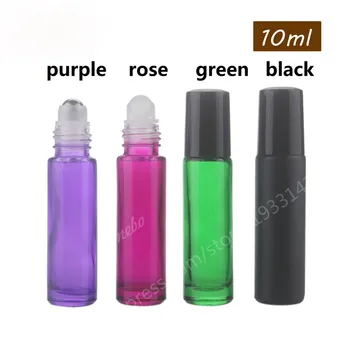 

10PCS/LOT 10ml Glass Essential Oil Roller Bottles,10cc Glass Roller Balls Aromatherapy Perfumes Lip Balms Glass Roll On Bottle