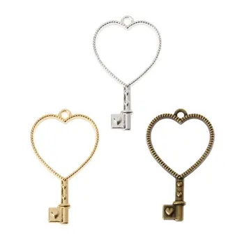 

10Pcs Heart Key Pendant Press Flower UV Resin Blank Frame Bezel Jewelry Making