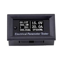 Çok işlevli 100 V 50A Elektrik OLED parametre Gerilim Volt Akım Ampermetre Süresi Güç Enerji Kapasitesi Sıcaklık Sıcaklık ölçer