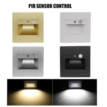 

1.5W Recessed LED Stair Light Indoor Light +PIR Motion Sensor Led Steps Ladder Wall Foot Lamp With 86 Bottom Type BOX