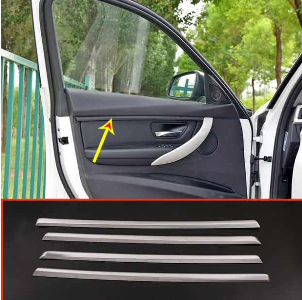 

4pcs ABS Matt Car Interior Door Decoration Strips Trim Stickers For BMW 3 Series F30 2017-2019 Auto Accessories