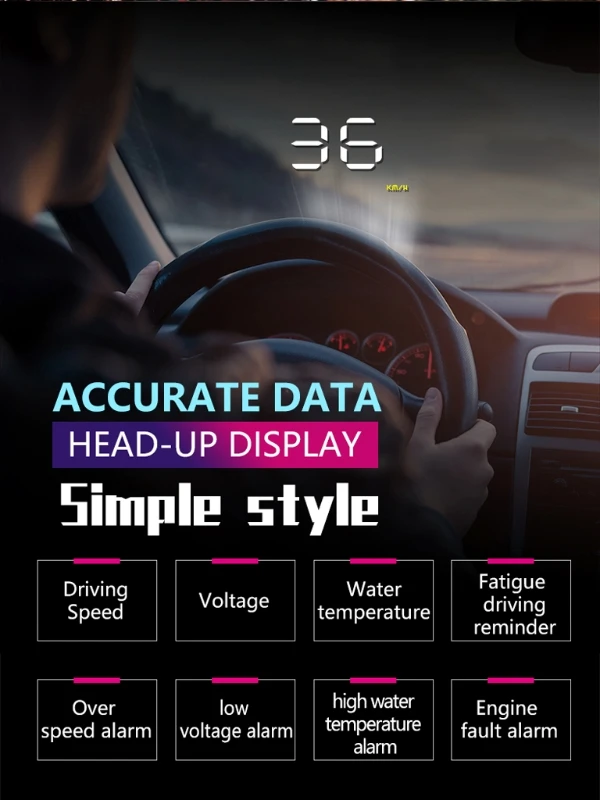 

Digital Car Speedometer Auto Car HUD Head Up Display Windshield Project Speedometer Over-speed Alarm Voltage Alarm A1000