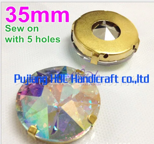 35mm 12pcs 화이트 AB 크리스탈 Pointback Strass 멋진 돌 의류 장식에 대 한 발톱과 함께