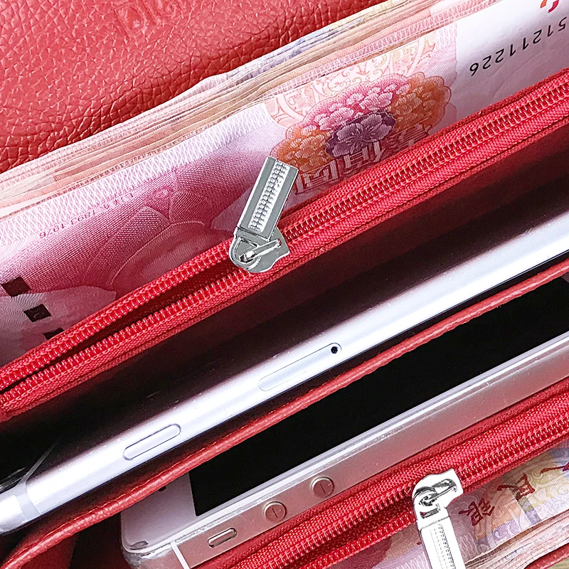 DICIHAYA Genuine Leather Women's Wallets Fallow Long Ladies Double Zipper Wallet Clutch Bag Design Red Purse Crocodile Purses