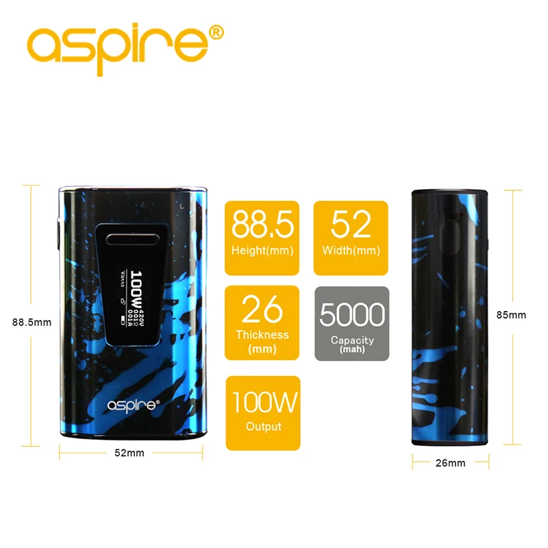 Preise Elektronische Zigarette Vape Mod Aspire Typhon 100W Box MOD Mit 5000mah Interne Batterie Mod Fit Revvo Tank E zigarette
