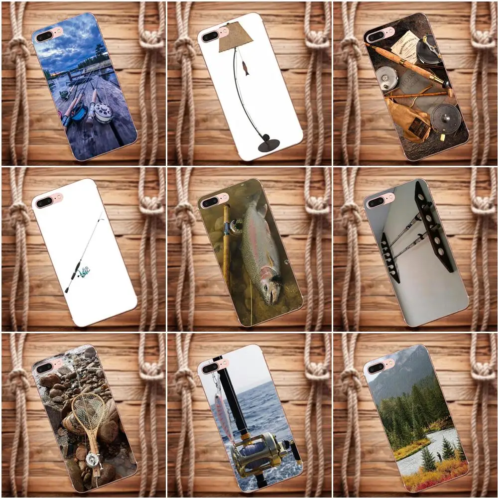 Vvcqod Diy Luxury Phone Case For Apple iPhone 4 4S 5 5C 5S SE 6 6S 7 8 Plus X For Moto G G2 G3 Fly Fishing Bass Fish Rod