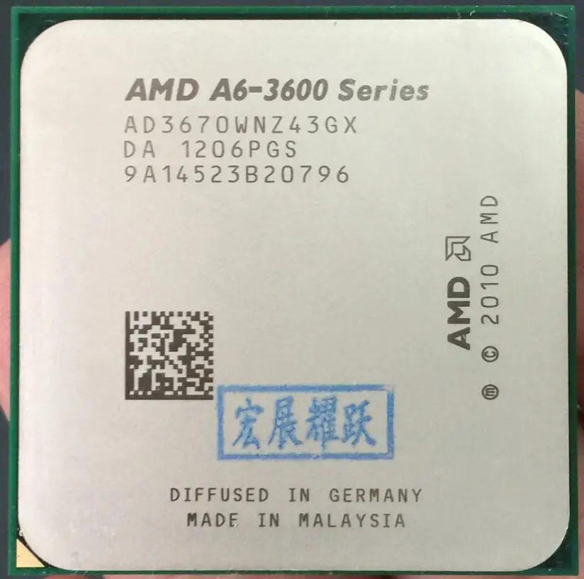 Четырехъядерный процессор AMD A4-Series A6-3670 A6 3670, работающий исправно, настольный процессор